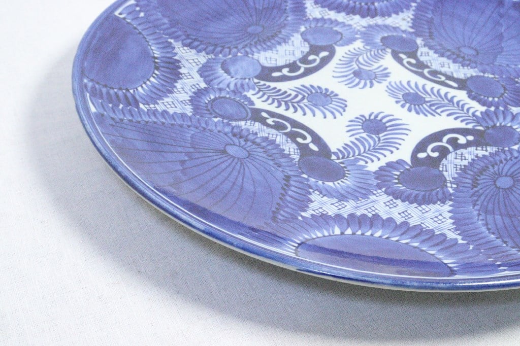 明治前期ベロ藍八方に花図尺5寸皿 小ニュウ | 吉祥寺PukuPuku