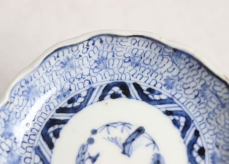 江戸幕末染付微塵唐草図小皿 ムシクイ