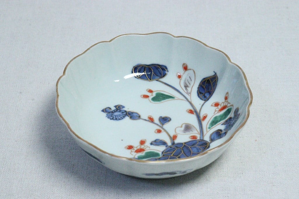 昭和初期 色絵『秋草野弁当団扇文』三つ足懐石大長皿(8客) 盛り皿豆長皿(8客) 昭和初期 色絵『秋草野弁当団扇文』三つ足懐石大長皿(8客) 盛り
