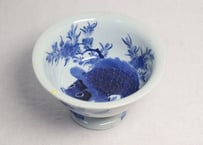 江戸幕末染付鯉に花図盃洗 ノミホツ,ぐらつき