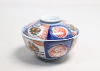 大正～昭和戦前ゴム判色絵菊図蓋茶碗