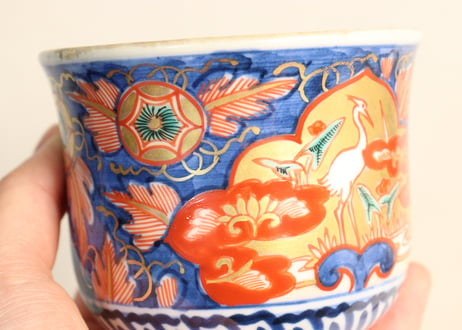 明治前期色絵鷺に沢潟図向付
