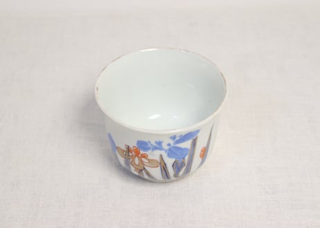 明治後期~大正色絵菖蒲図向付 ムシクイ込み