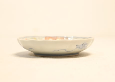 明治前期色絵松鶴図通り物小皿②　松薄め