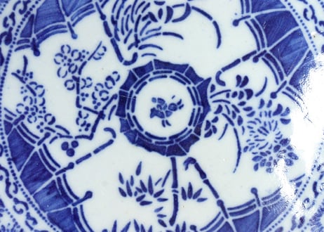 明治後期～大正紙刷洋傘図尺皿