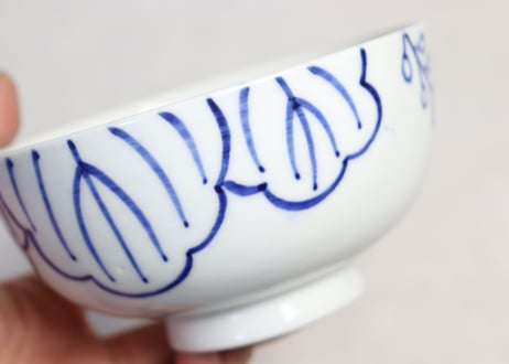 明治後期~大正染付桐と菊図蒸茶碗