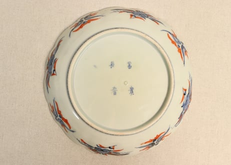 明治前期色絵四方に龍と鳳凰図通り物７寸皿②フリモノ,少かたつき