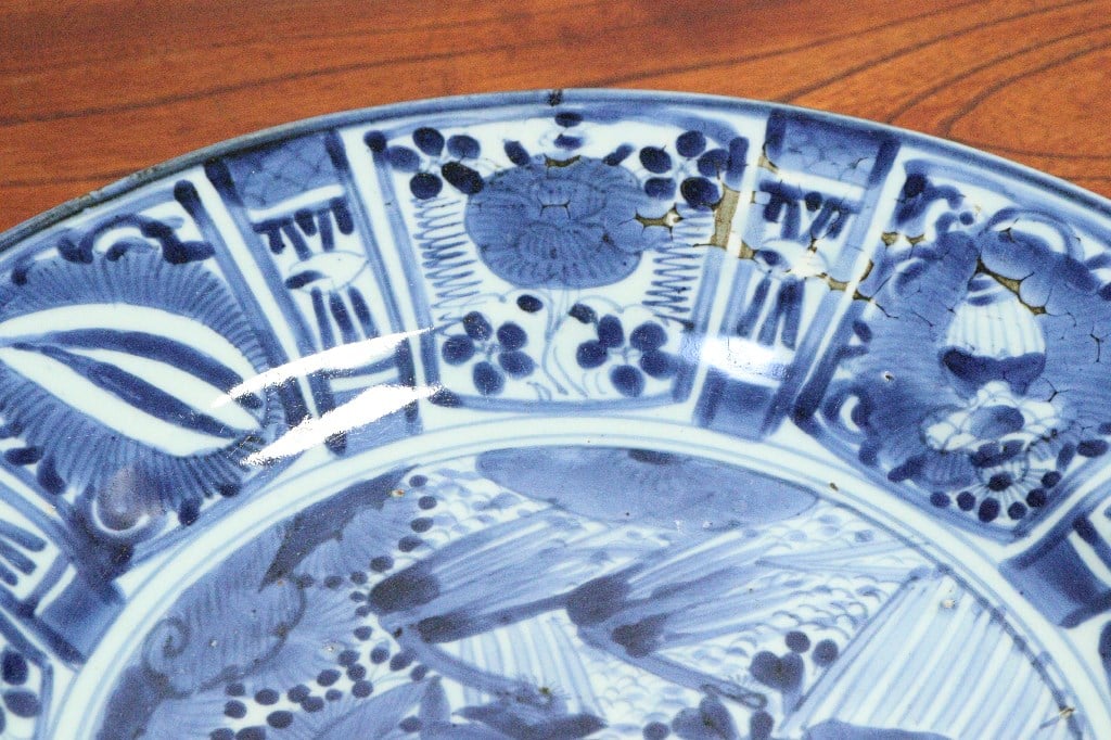江戸前期藍九谷芙蓉手花鳥図尺皿 | 吉祥寺PukuPuku