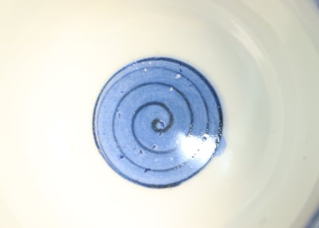 江戸後期染付柳と渦巻図飯茶碗②少甘手