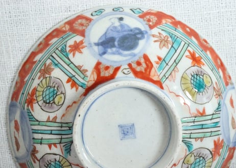 明治前期色絵福良雀図飯茶碗　甘手
