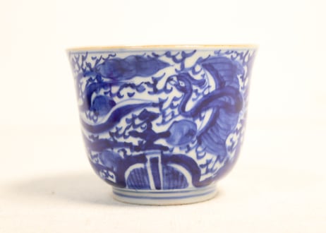 明治前期ベロ藍鳳凰図通り物向付
