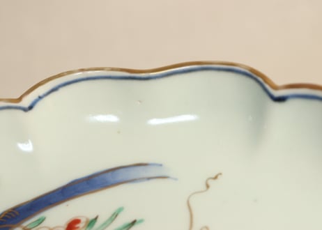 江戸中期色絵桐に蔦花図7寸皿②フリモノ