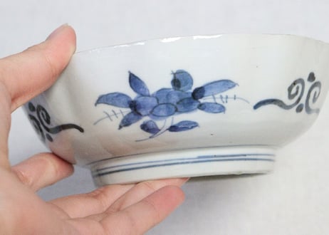 明治前期色絵兎と鶉図通り物なます皿②　ノミホツ