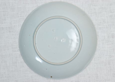 江戸後期染付牡丹図7寸皿 フリモノ