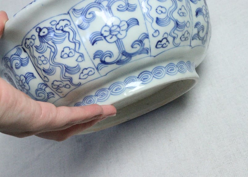 江戸幕末染付菊と蝶図8寸鉢 | 吉祥寺PukuPuku