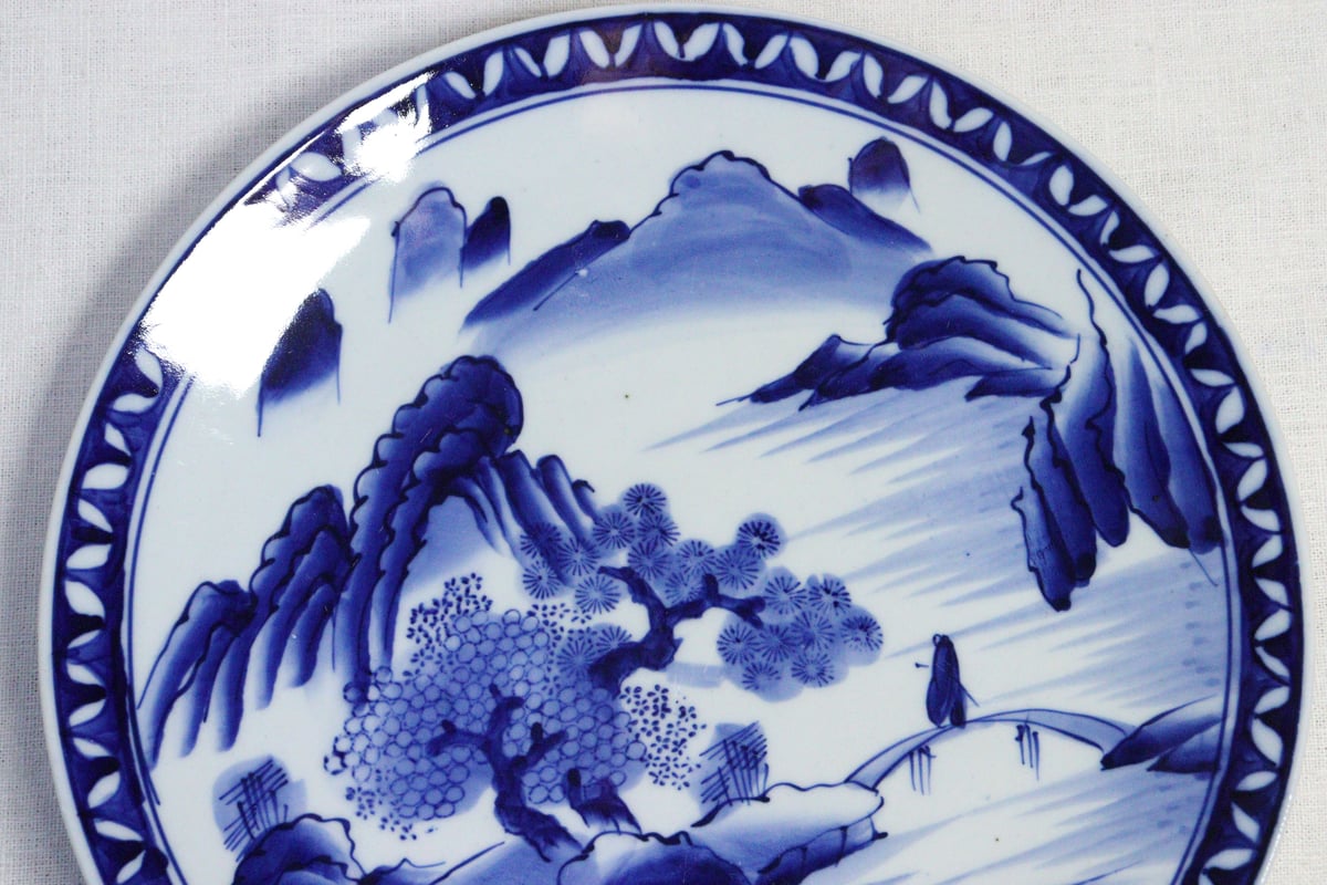 明治後期～大正染付山水図尺皿 | 吉祥寺PukuPuku