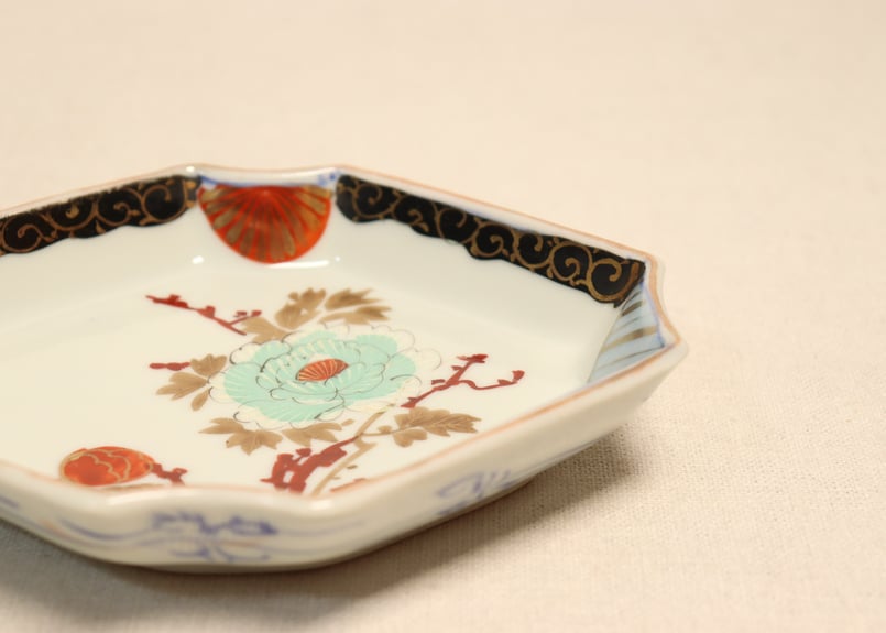 明治前期色絵牡丹図菱型皿 | 吉祥寺PukuPuku