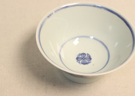 江戸後期染付牡丹図広東型蓋茶碗