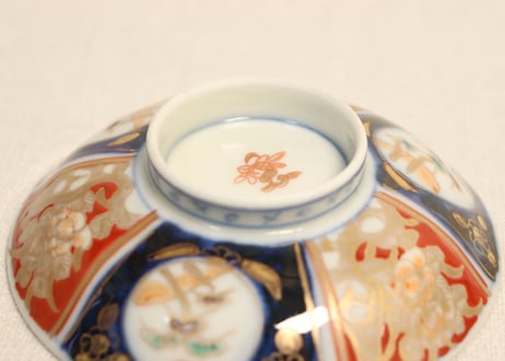 明治前期色絵牡丹と松図蓋茶碗