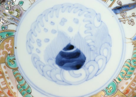 明治前期色絵鶴と松竹梅図通り物なます皿