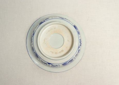 明治前期染付牡丹図7寸鉢②高台ホツ