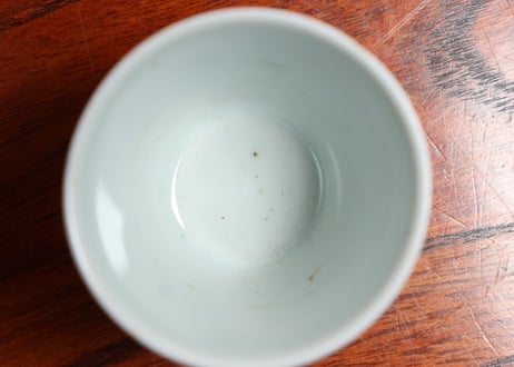 江戸中期染付若松図小猪口　高台ホツ①