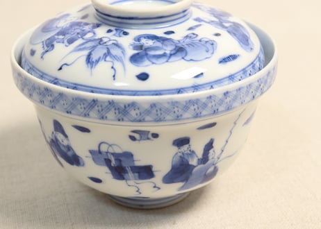大正~昭和戦前ゴム判七福神図蓋茶碗