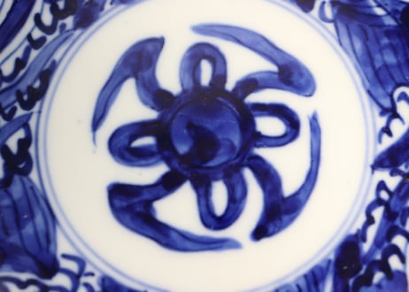 明治前期ベロ藍鳳凰図通り物小皿
