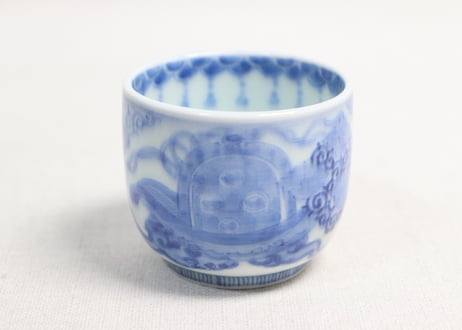 江戸幕末染付船と菱花図向付　流れ