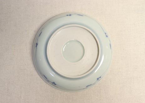 江戸中期染付竹と菊に蝙蝠図なます皿① かたつき
