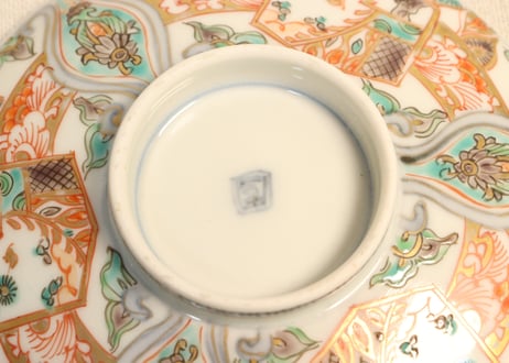 明治前期色絵松と牡丹図蒸茶碗②　蓋少甘手