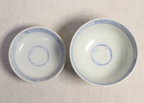明治後期~大正染付山水図蓋茶碗①