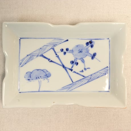 染付 釣り人図 大皿 径約35cm 陶磁器 染付 釣り人図 大皿 径約35cm