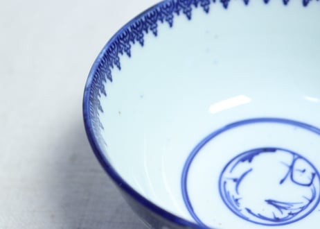 明治前期紙刷印判水鳥図飯茶碗