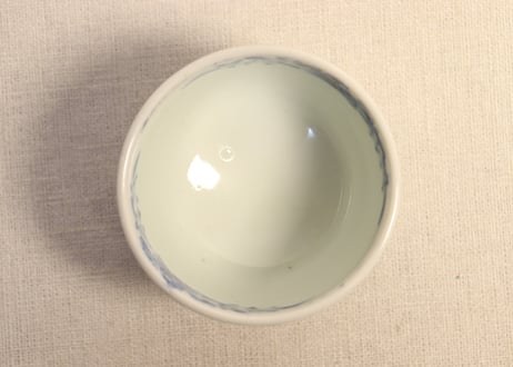 江戸幕末染付扇と花図向付
