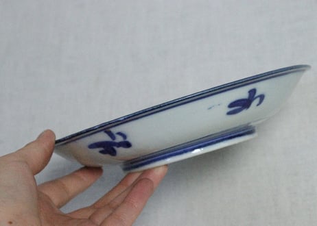 明治前期染付桔梗に菊とススキ図6寸皿