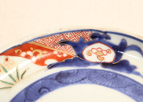 江戸中期色絵三方に水仙図5寸皿② 少甘手