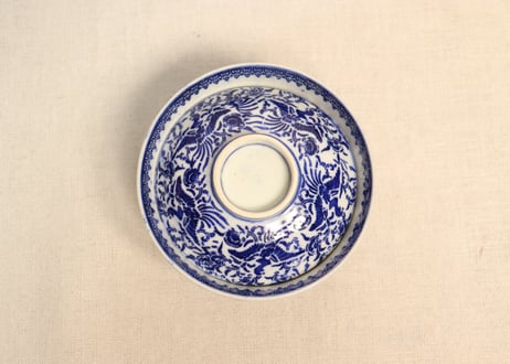 明治前期紙刷鳳凰図飯茶碗