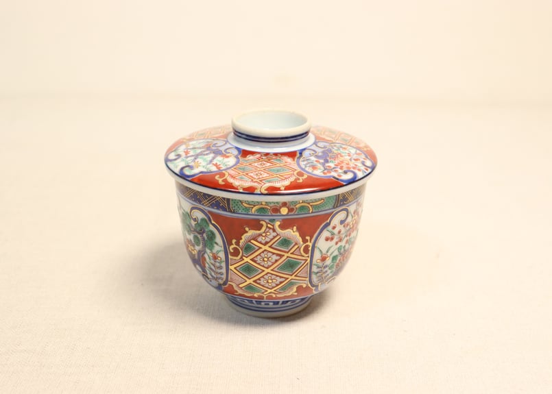 明治後期～大正大聖寺焼色絵雲鶴と松竹梅図つぼ碗 | 吉祥寺PukuPuku