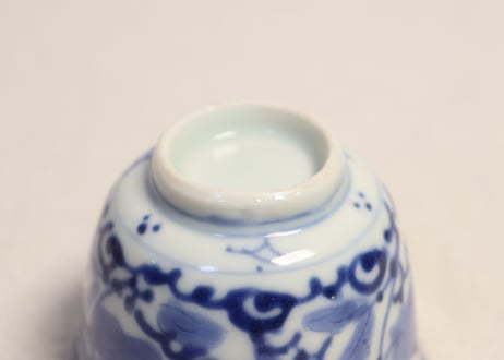 明治前期染付三方に花と唐草図向付