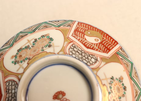 明治前期色絵三方菊図蒸茶碗