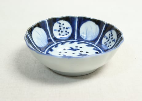 江戸後期染付波千鳥と丸窓絵図なます皿①