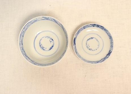 明治前期染付桜図飯茶碗①