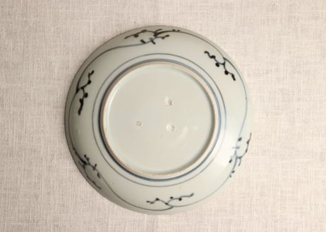江戸中期染付山葡萄図６寸皿
