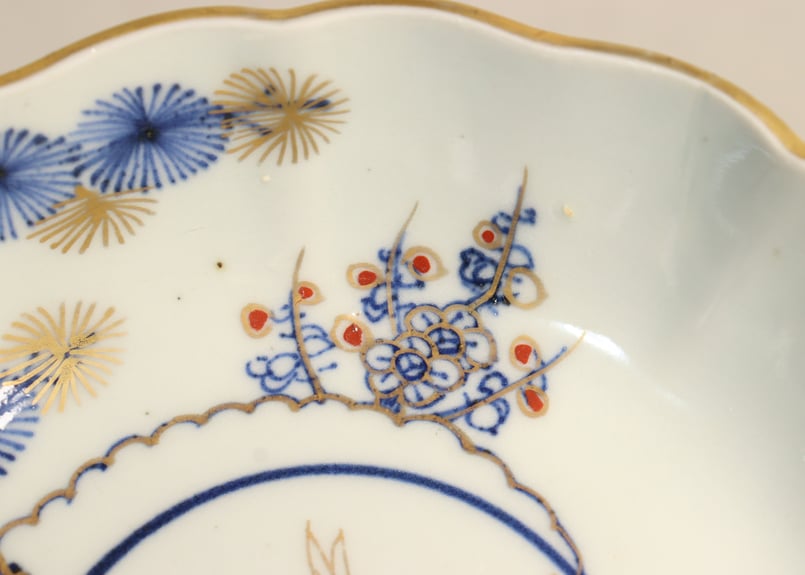 江戸幕末金彩染付松竹梅に松鶴図なます皿① | 吉祥寺PukuPuku