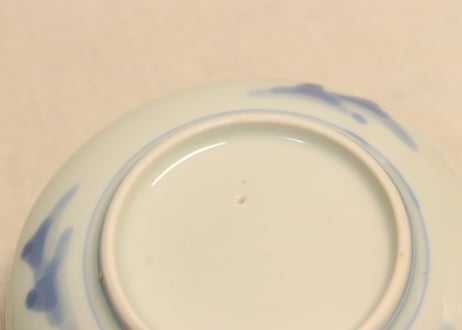 江戸幕末染付山水図小皿