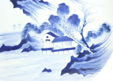 江戸幕末染付山水図尺皿