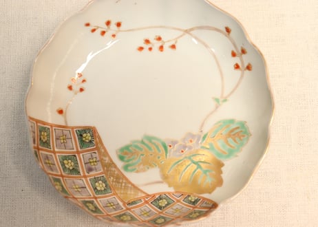 江戸幕末色絵桐と市松図なます皿