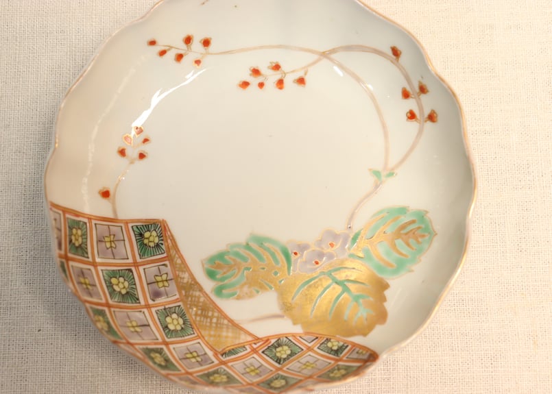 江戸幕末色絵桐と市松図なます皿 | 吉祥寺PukuPuku