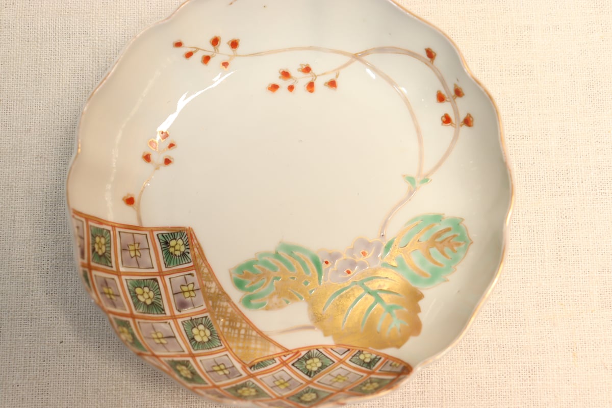 江戸幕末色絵桐と市松図なます皿 | 吉祥寺PukuPuku